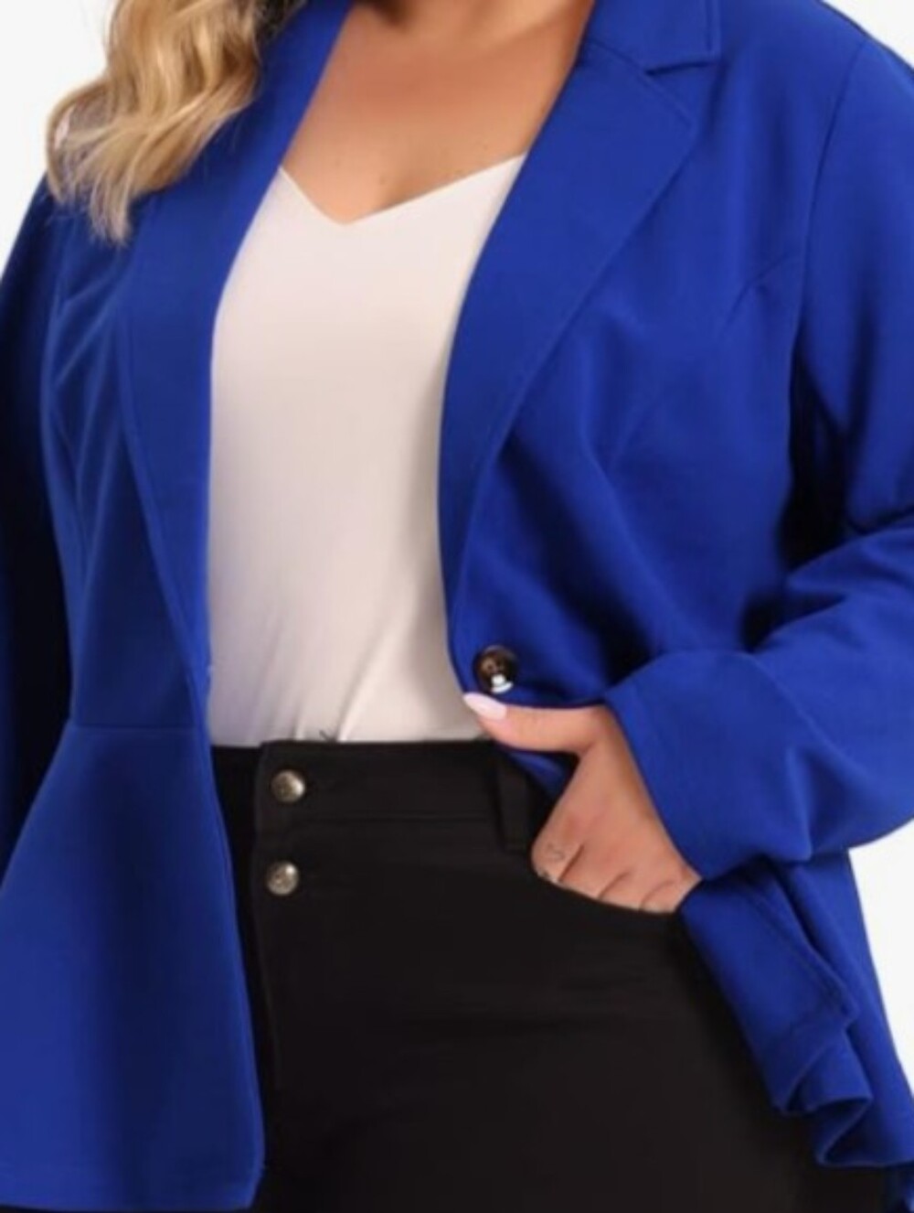 Women's Tailored Royal Blue Blazer - Sleek Single-Button Jacket